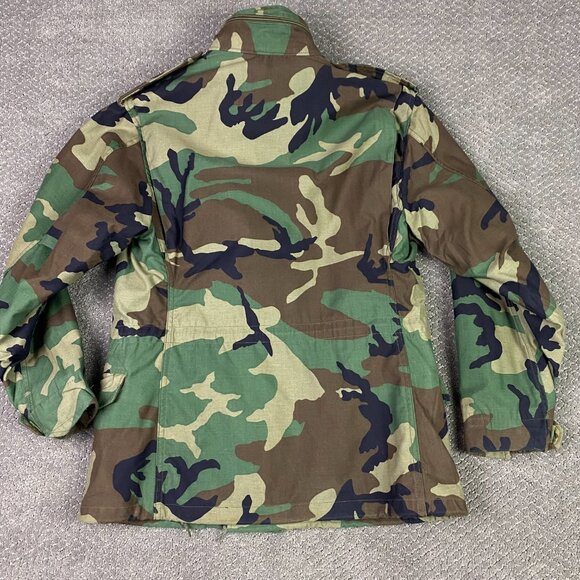 Vintage Alpha Industries US Army M65 Jacket Coat Men's Small Short Woodland Camo - Picture 3 of 16